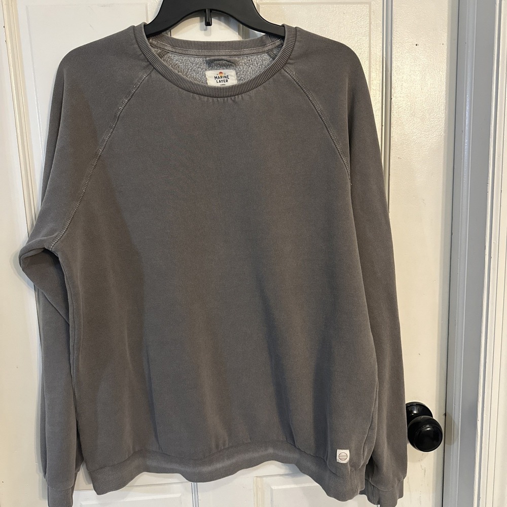 Marine Layer Cloud 9 Fleece Sweatshirt faded grey/charcoal Raglan Sleeves Sz L